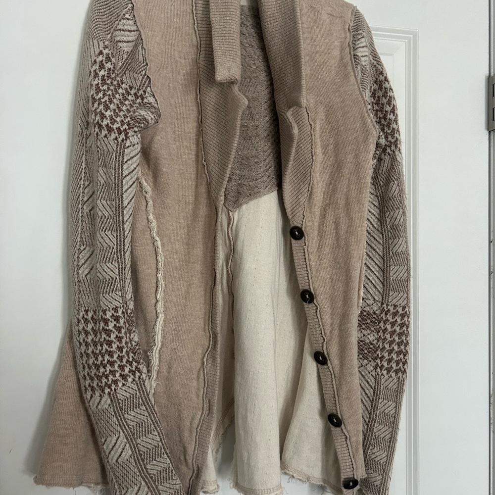 Free People Beige and Brown Patterned Cardigan